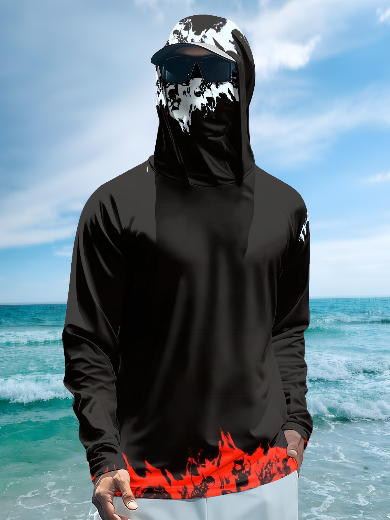 قميص صيد للرجال بأكمام طويلة،  - مراجعة Fishing Hoodie وسعره