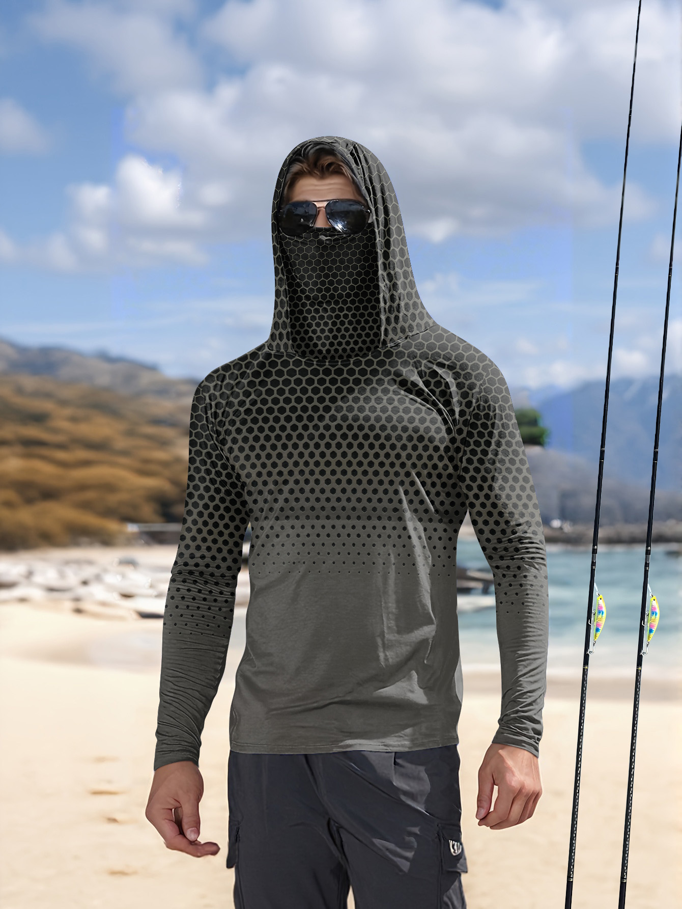قميص صيد رجالي بقلنسوة وتصميم  - مراجعة Fishing Hoodie وسعره